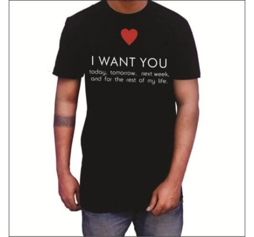 Men's Printed Black T Shirt